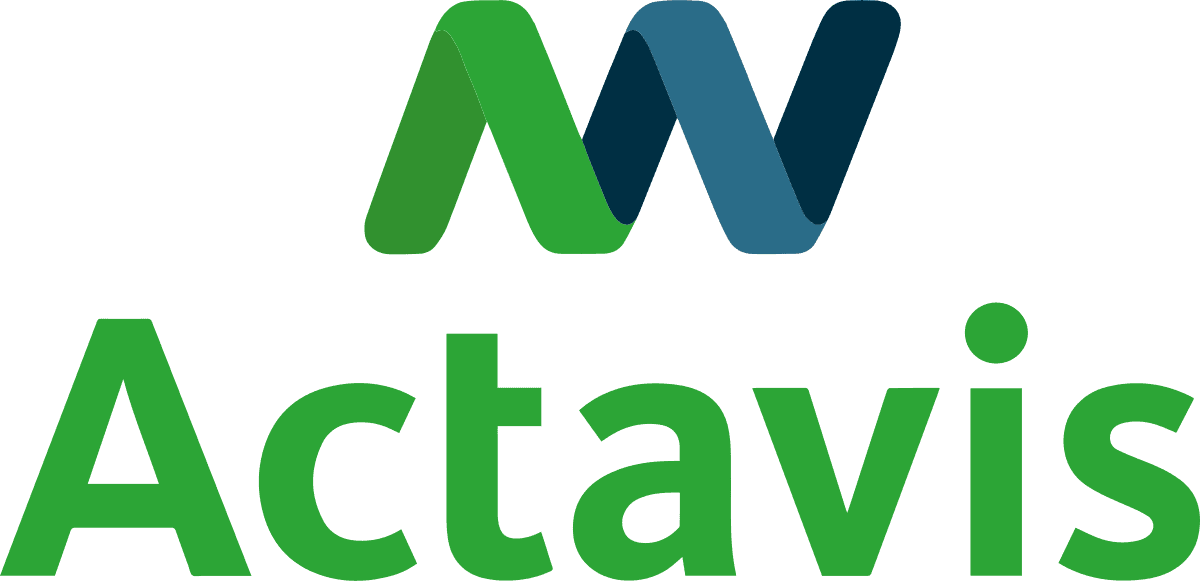 The actavis logo on a black background.